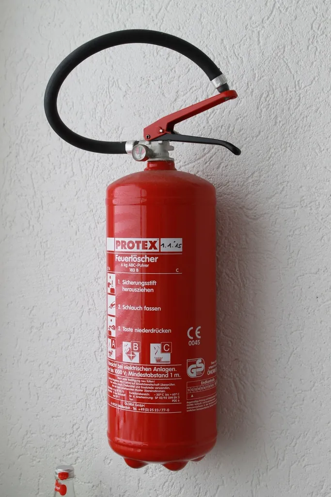 Vatrogasni aparat na prah od 6 kg okačen na zid